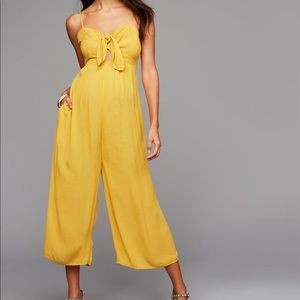 Keyhole Tie Front Maternity Jumpsuit - Yellow
